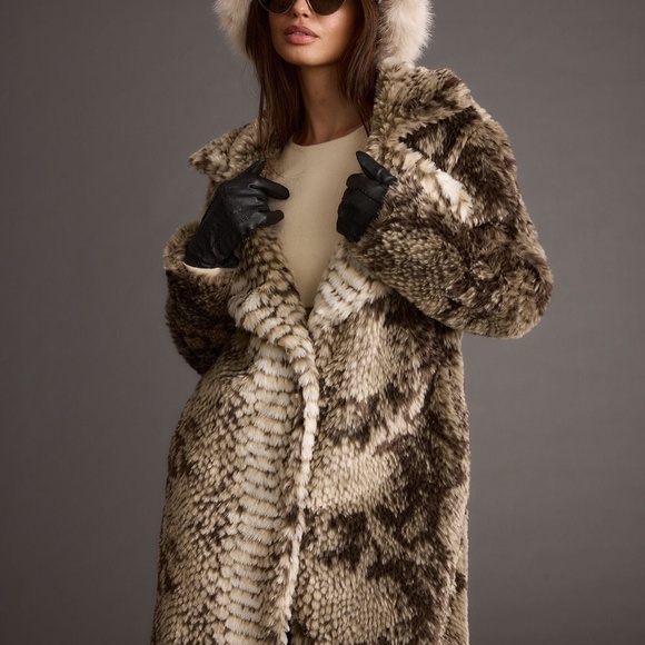 12th Tribe Vivienne Grey Snake Faux Fur Jacket Size SS - Picture 1 of 3